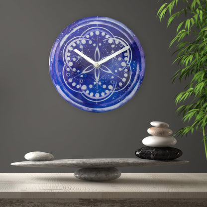 NeXtime Cosmo Table - Stille klok met kosmisch design - 20cm Indigo