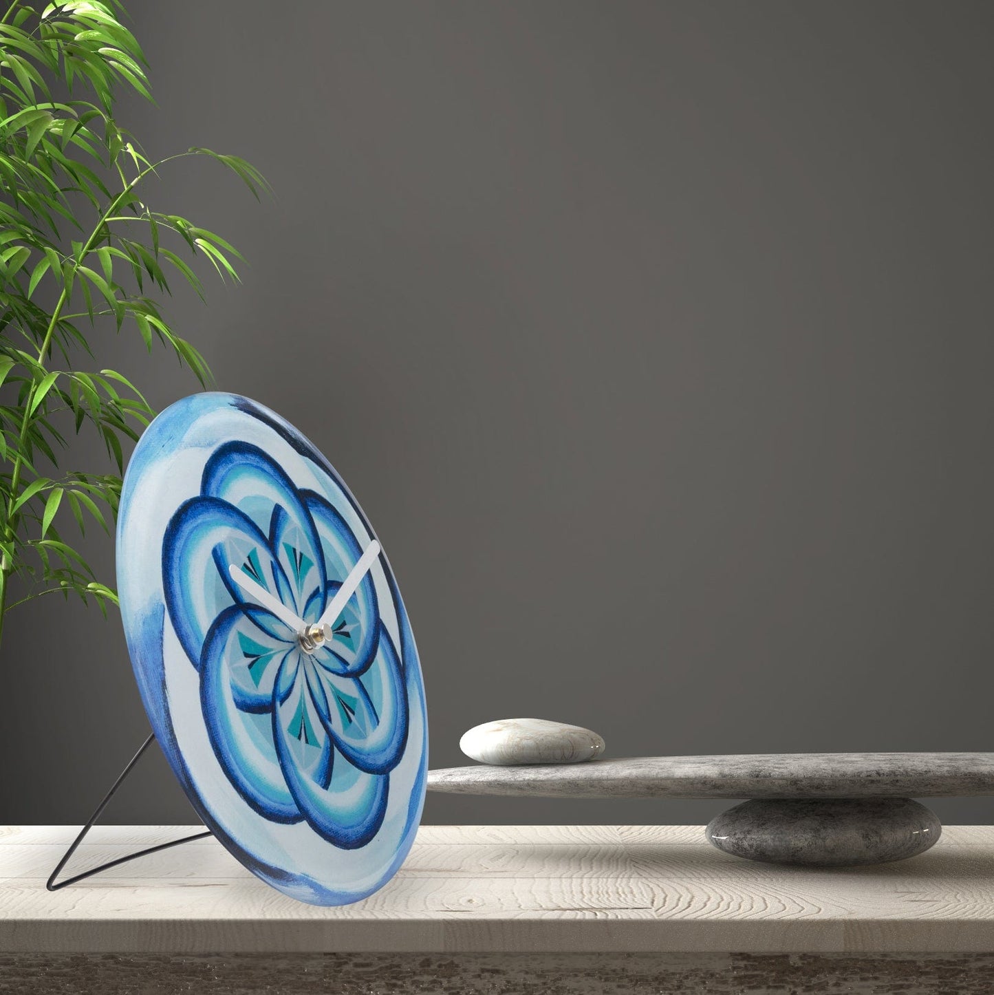 NeXtime Cosmo Table - Stille klok met blauw design - 20cm