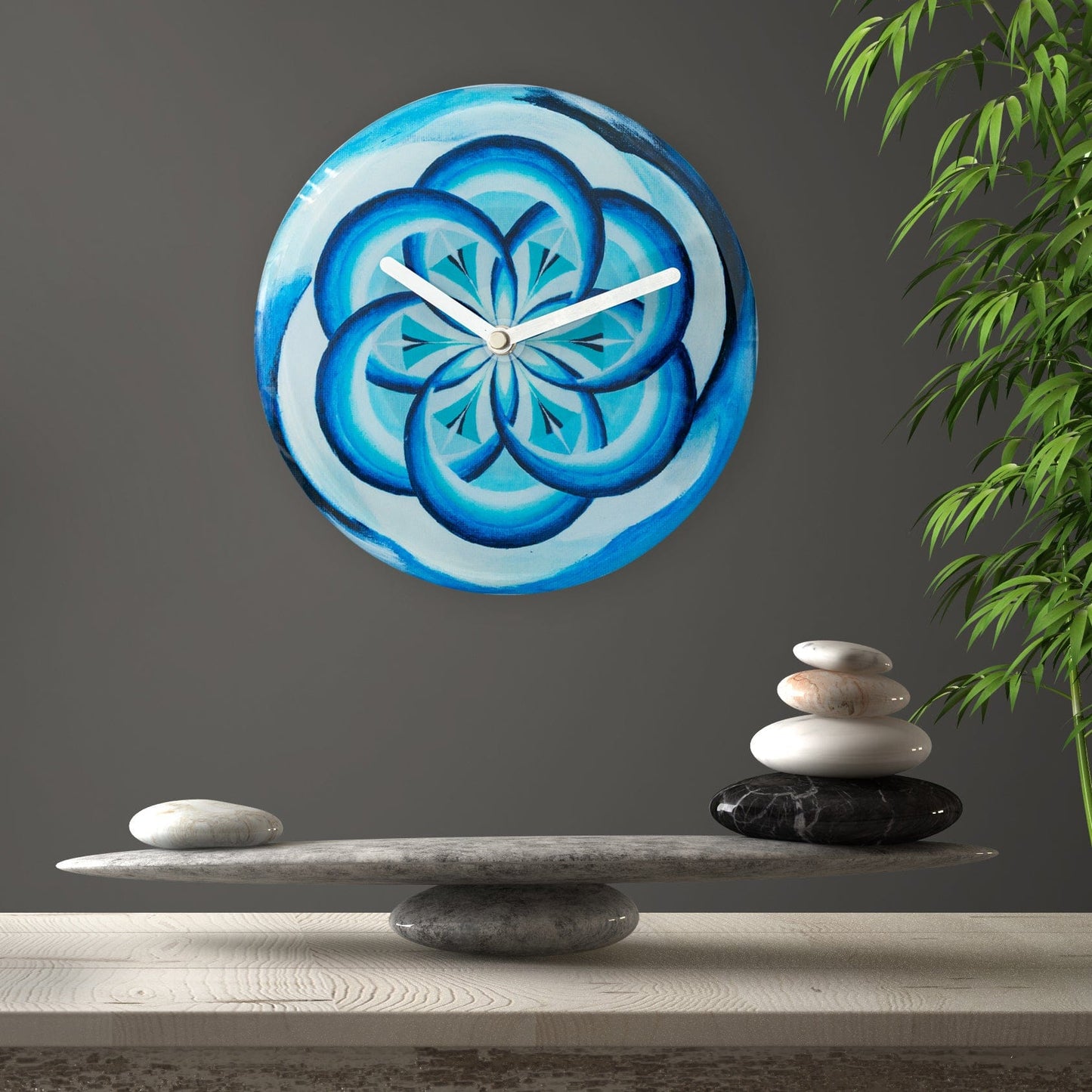 NeXtime Cosmo Table - Stille klok met blauw design - 20cm
