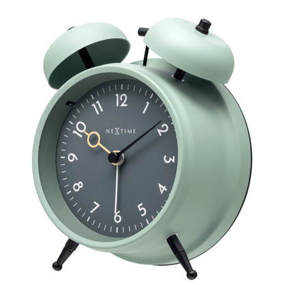 Comnox - NeXtime - Tafelklok - Stille wake-up - Warm licht - 12 x 14 cm - Metal - 2 jaar garantie - alarmklok - grey