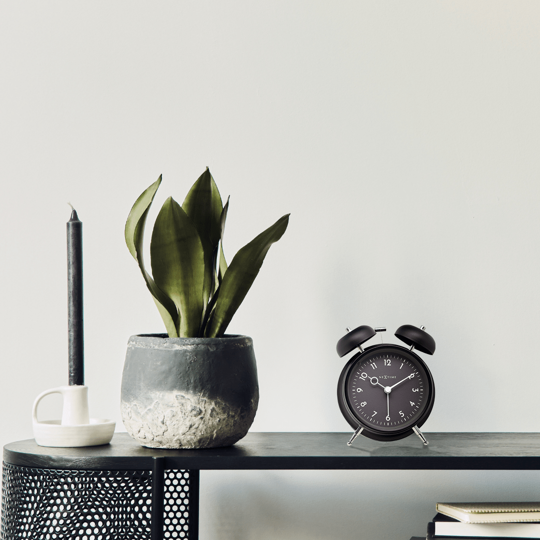 Comnox - NeXtime - Tafelklok - Stille wake-up - Warm licht - 12 x 14 cm - Metal - 2 jaar garantie - alarmklok - grey