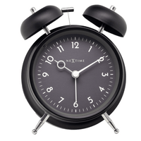 Comnox - NeXtime - Tafelklok - Stille wake-up - Warm licht - 12 x 14 cm - Metal - 2 jaar garantie - alarmklok - grey