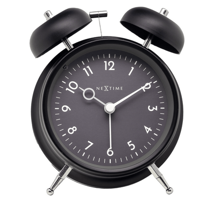 Comnox - NeXtime - Tafelklok - Stille wake-up - Warm licht - 12 x 14 cm - Metal - 2 jaar garantie - alarmklok - grey