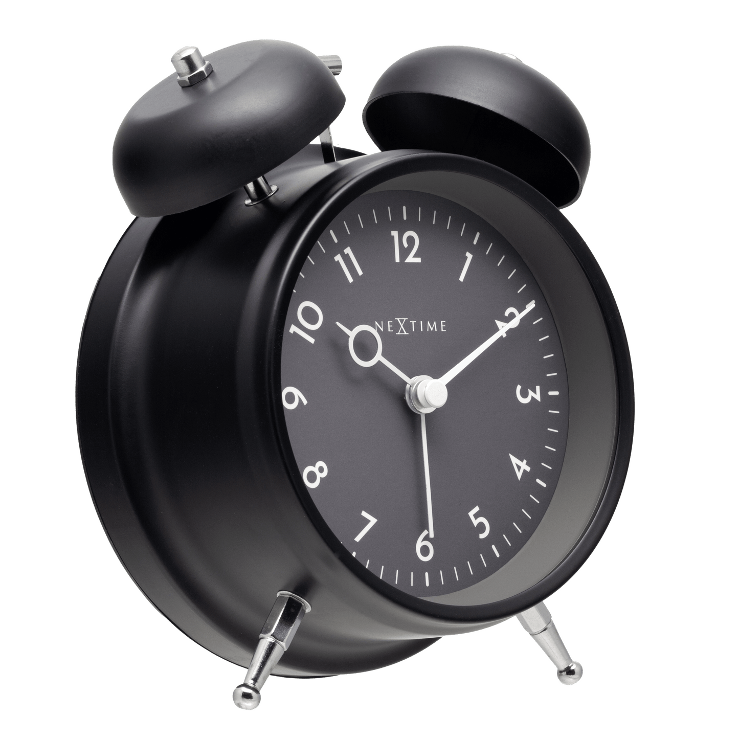 Comnox - NeXtime - Tafelklok - Stille wake-up - Warm licht - 12 x 14 cm - Metal - 2 jaar garantie - alarmklok - grey