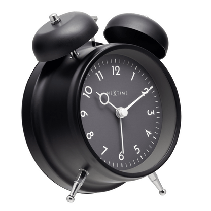 Comnox - NeXtime - Tafelklok - Stille wake-up - Warm licht - 12 x 14 cm - Metal - 2 jaar garantie - alarmklok - grey