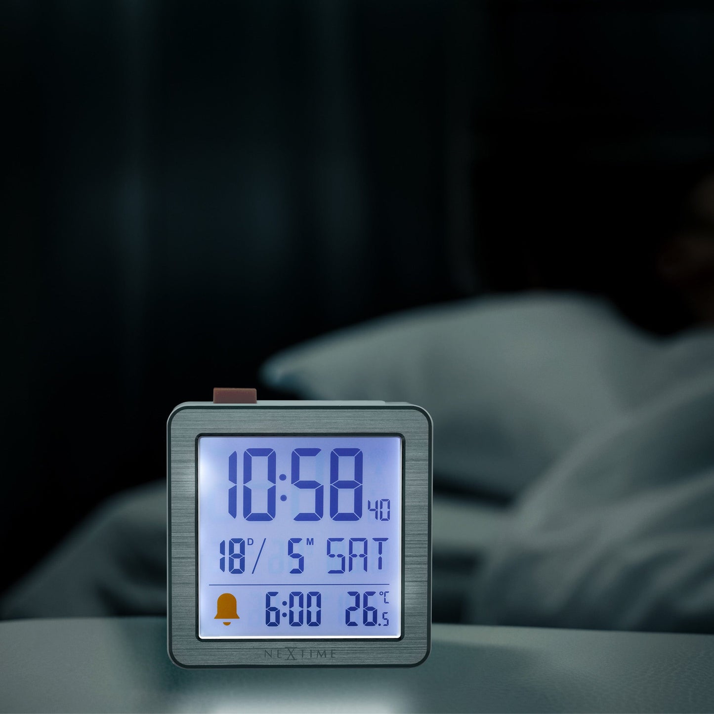NeXtime Mini - Compacte digitale tafelwekker met temperatuur - Zwart/Wit