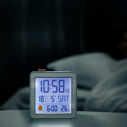 NeXtime Mini - Compacte digitale tafelwekker met temperatuur - Zwart/Wit