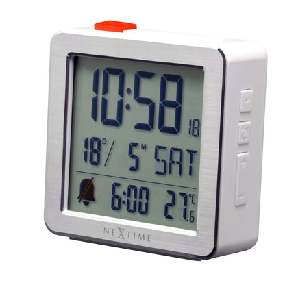 NeXtime Mini - Compacte digitale tafelwekker met temperatuur - Zwart/Wit