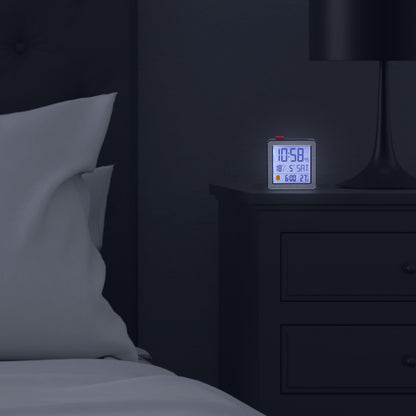 Comnox - NeXtime - Digitale Klok met Alarm en Temperatuursensor – Compact en Stil – 6x6,4x2,1cm – Metal/ABS – Zwart/Wit