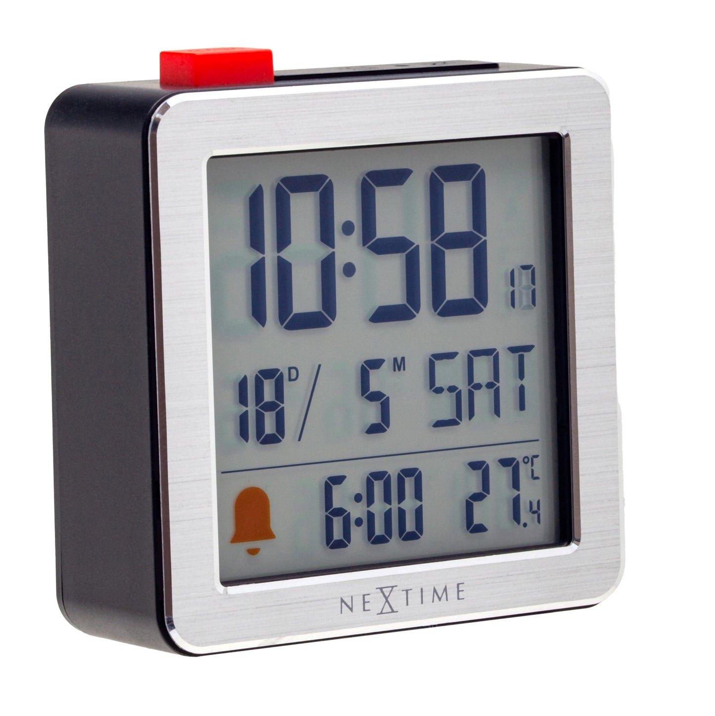 NeXtime Mini - Compacte digitale tafelwekker met temperatuur - Zwart/Wit