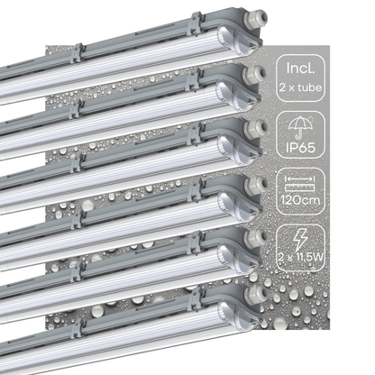 6 PACK - LED's Light Dubbele LED TL lamp 120 cm - compleet met LED buizen - Binnen en buiten - 4260 lm - 4000K - 2x11.5W