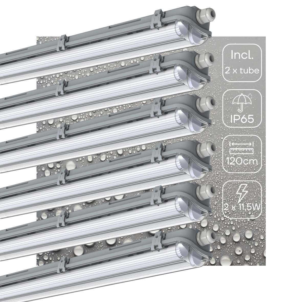 Comnox - LED TL armatuur 120 cm - Robuuste verlichting voor binnen en buiten - 6 pack