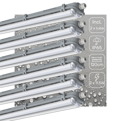 Comnox - LED TL armatuur 120 cm - Robuuste verlichting voor binnen en buiten - 6 pack