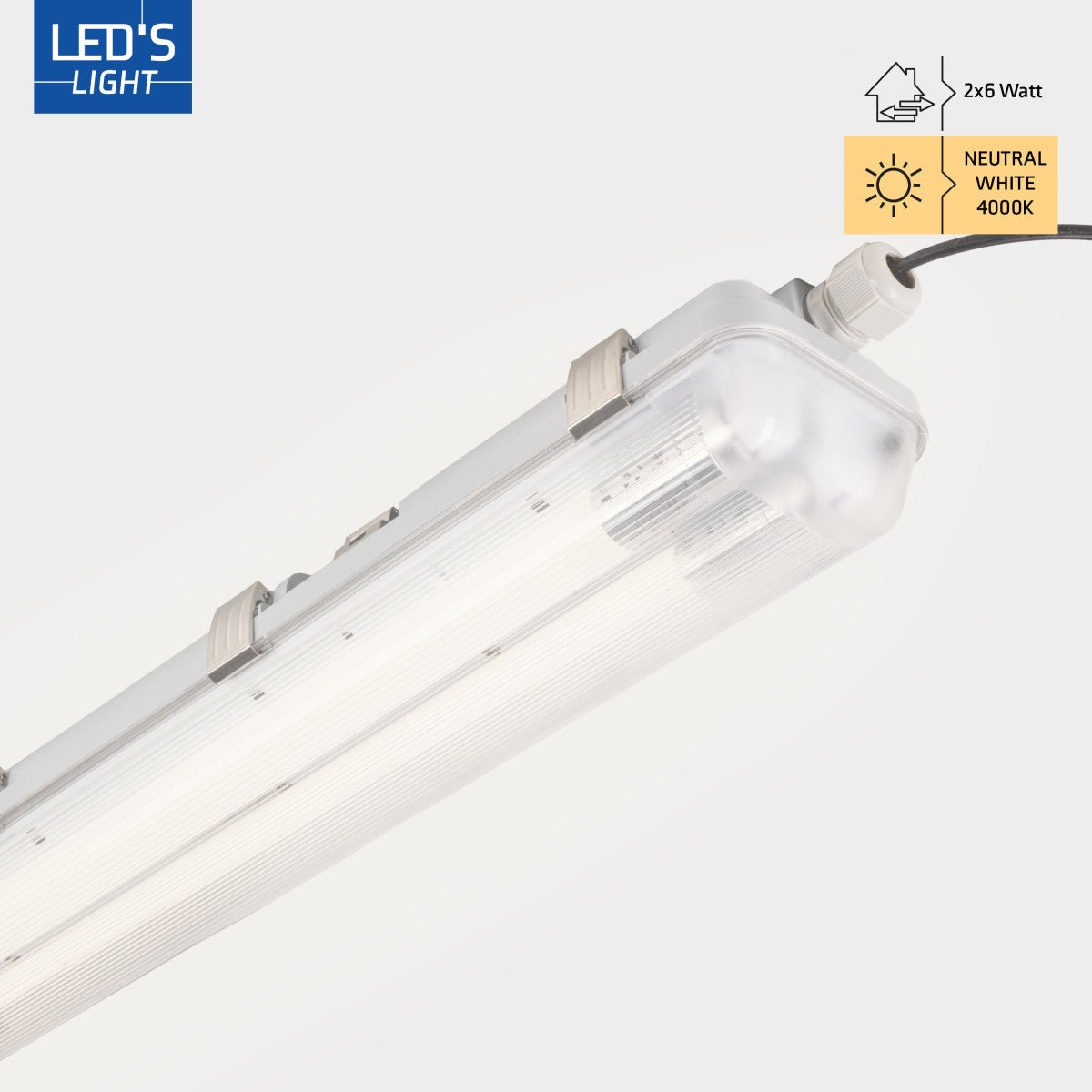 LED's Light Dubbele LED TL lamp 60 cm - compleet met LED buizen - Binnen en buiten - 2200 lm - 2x6W - 4000K