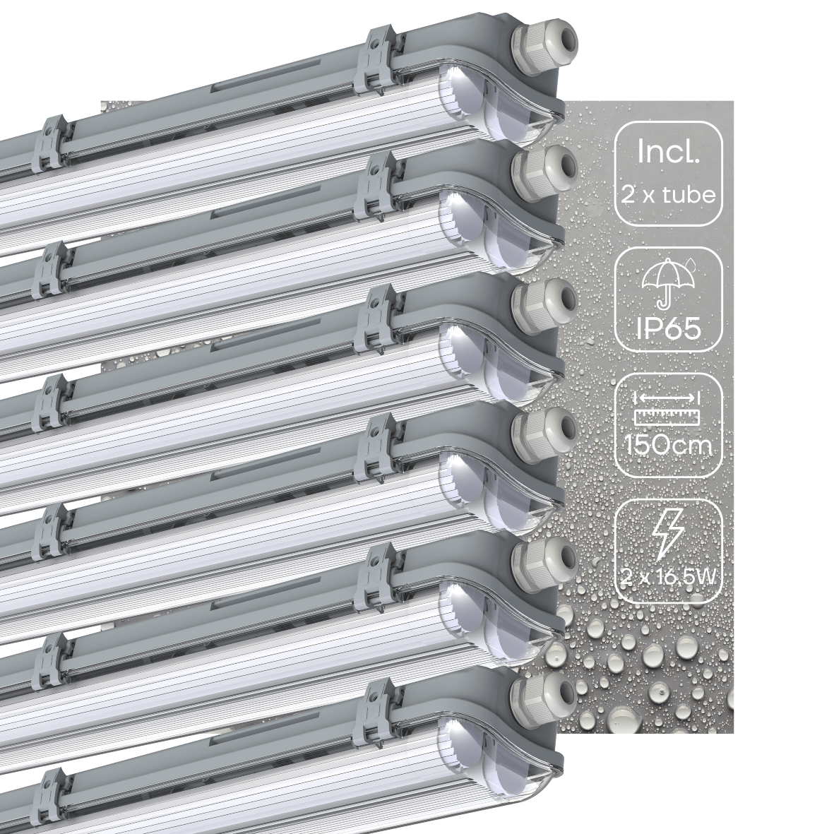 6 PACK - LED's Light Dubbele LED TL lamp 150 cm - compleet met LED buizen - Binnen en buiten - 6120 lm - 2x16.5W - 4000K