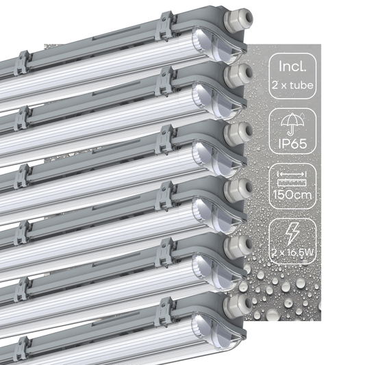 6 PACK - LED's Light Dubbele LED TL lamp 150 cm - compleet met LED buizen - Binnen en buiten - 6120 lm - 2x16.5W - 4000K
