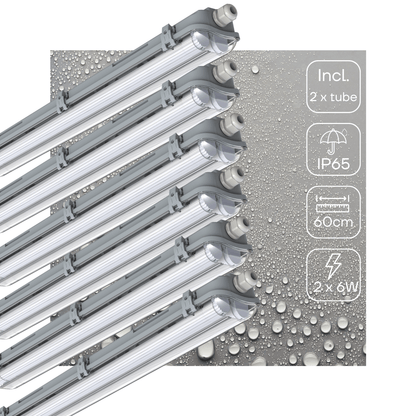Comnox - Dubbele LED TL armatuur 60 cm - Robuuste verlichting voor binnen en buiten - 2200 lm