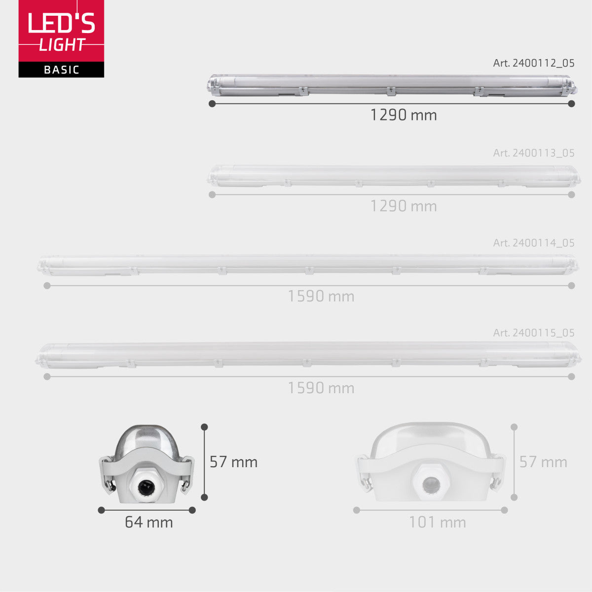 Zilverkleurige LED-balklamp met witte aansluitingen en glazen kap, geïntegreerd met acht witte T8 LED-lampen voor energiezuinige verlichting in kantoren en industriële ruimtes.