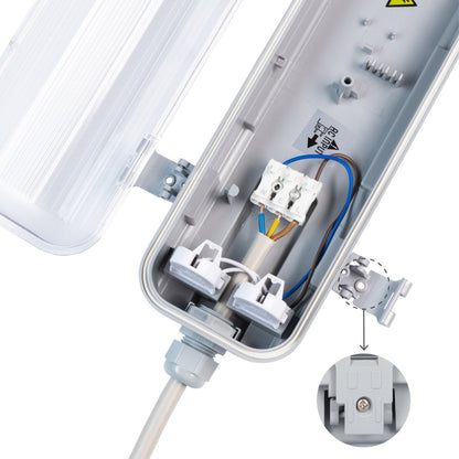 Comnox - LED TL dubbel armatuur 60 cm - Gemakkelijk te installeren - Duurzaam - 2160 lm - 9W - IP65 - Zwart