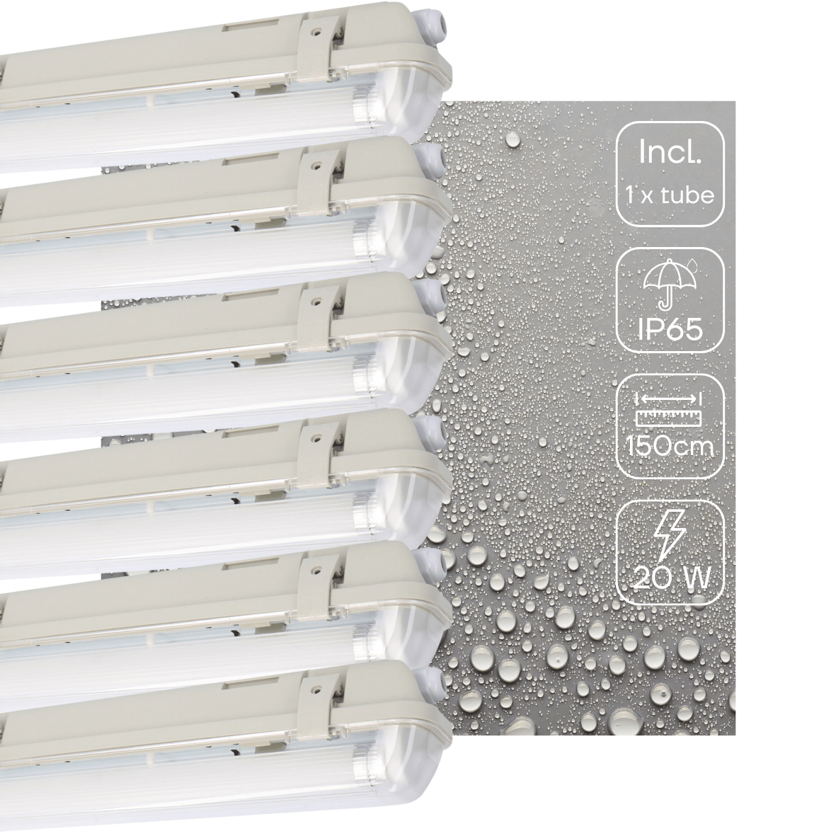 Comnox - Proventa LED TL armatuur met sensor - Waterdicht en slagvast - 6-pack