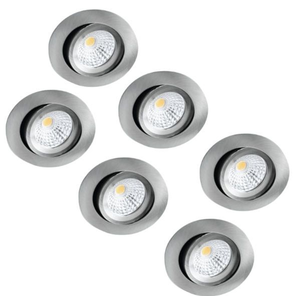 6 PACK - LED's Light Pro LED Inbouwspot Nikkel - DimToWarm - Ø 68mm - Kantelbaar - Warm wit licht - CRI95