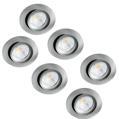 6 PACK - LED's Light Pro LED Inbouwspot Nikkel - DimToWarm - Ø 68mm - Kantelbaar - Warm wit licht - CRI95