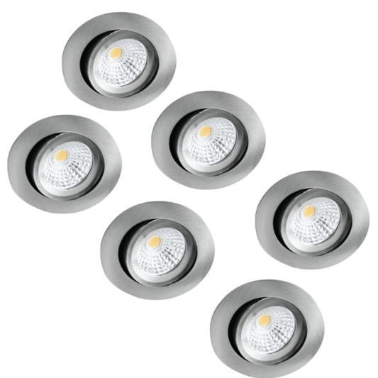 Comnox - LED Inbouwspot Nikkel - DimToWarm – Warm wit licht – Dimbaar – Kantelbaar – CRI95 – Ø68mm – IP44