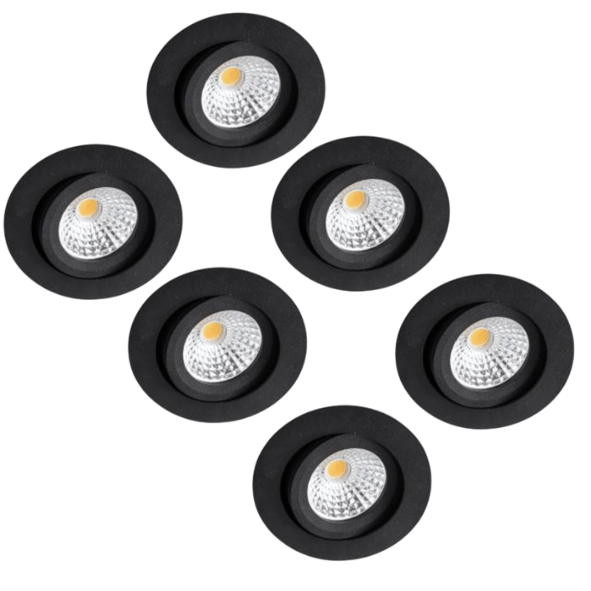 Comnox - Dimtowarm LED Inbouwspot Zwart - Warm wit licht - Dimbaar en kantelbaar - Ø 68mm - IP44 - Binnen & Buiten