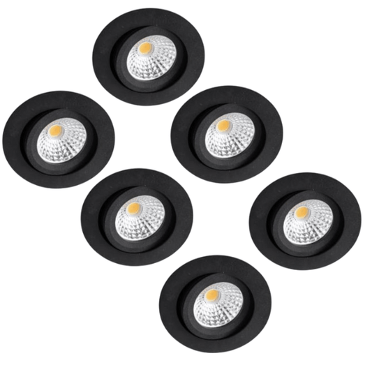 Comnox - Dimtowarm LED Inbouwspot Zwart - Warm wit licht - Dimbaar en kantelbaar - Ø 68mm - IP44 - Binnen & Buiten