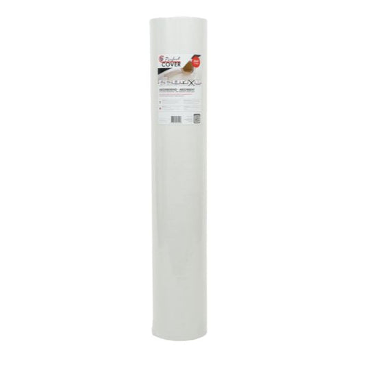 Een witte, opgerolde FlexiCover-afdekking van Standard Cover, geschikt voor decoratieve doeleinden. De rol heeft een duidelijk zichtbare etiket met productnaam en barcode.