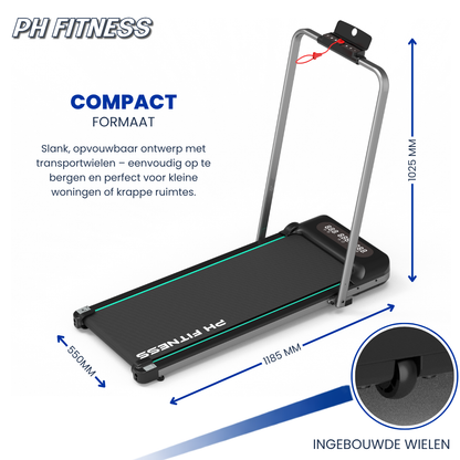 Comnox - WP-400 Opvouwbare Loopband – Comfort & Stille Training – 1,5 PK Motor – 8 km/u – 130 kg Draagvermogen – 12 Programma’s – Zwart