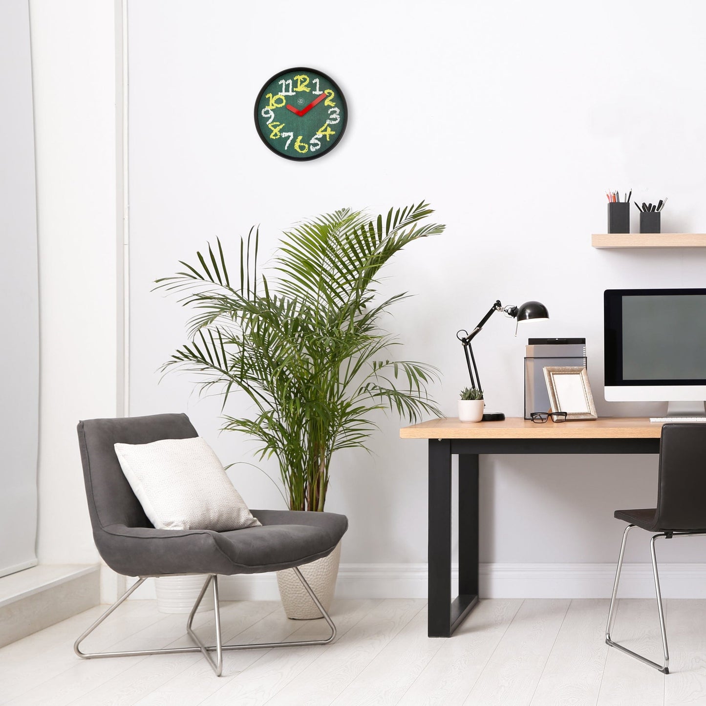 nXt Chalkboard Wandklok - Stil en Speels - 30cm Groen