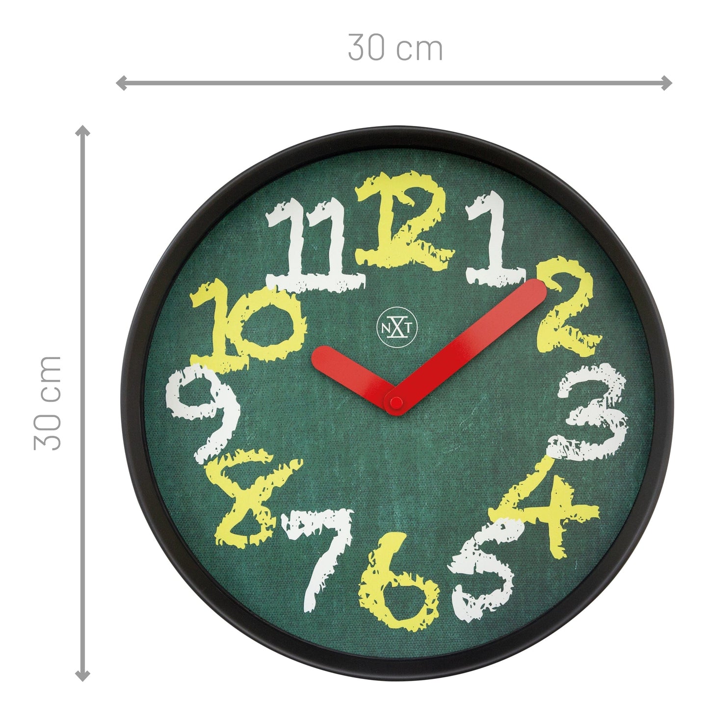 nXt Chalkboard Wandklok - Stil en Speels - 30cm Groen