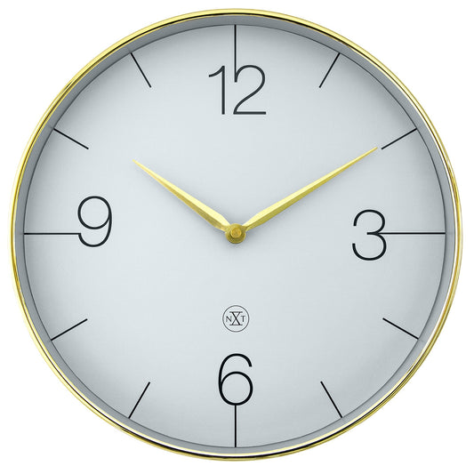 Comnox - Wall Clock Finesse - Stijlvolle tijdweergave zonder geluid - 30,5 cm diameter - Gouden rand - Glanzende afwerking