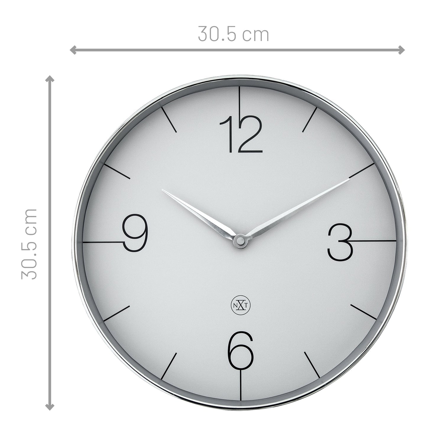 Comnox - Wall Clock Finesse - Stijlvolle tijdweergave zonder geluid - 30,5 cm diameter - Gouden rand - Glanzende afwerking