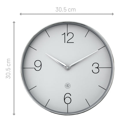 Comnox - Wall Clock Finesse - Stijlvolle tijdweergave zonder geluid - 30,5 cm diameter - Gouden rand - Glanzende afwerking