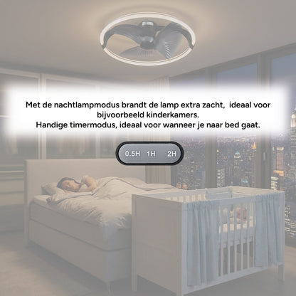 Comnox - 3D Air Plafondlamp met Ventilator - Licht en Lucht in één - Zwart 74 cm