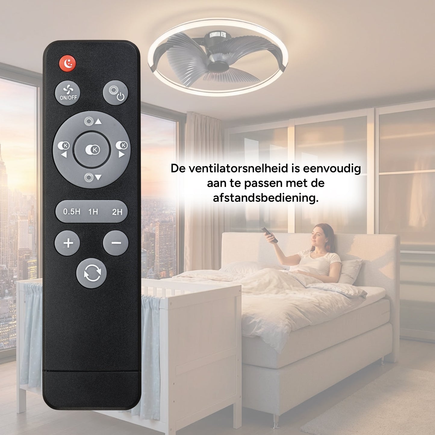 Comnox - 3D Air Plafondlamp met Ventilator - Licht en Lucht in één - Zwart 74 cm