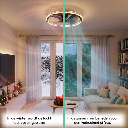 Comnox - 3D Air Plafondlamp met Ventilator - Licht en Lucht in één - Zwart 74 cm