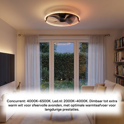 Comnox - 3D Air Plafondlamp met Ventilator - Licht en Lucht in één - Zwart 74 cm