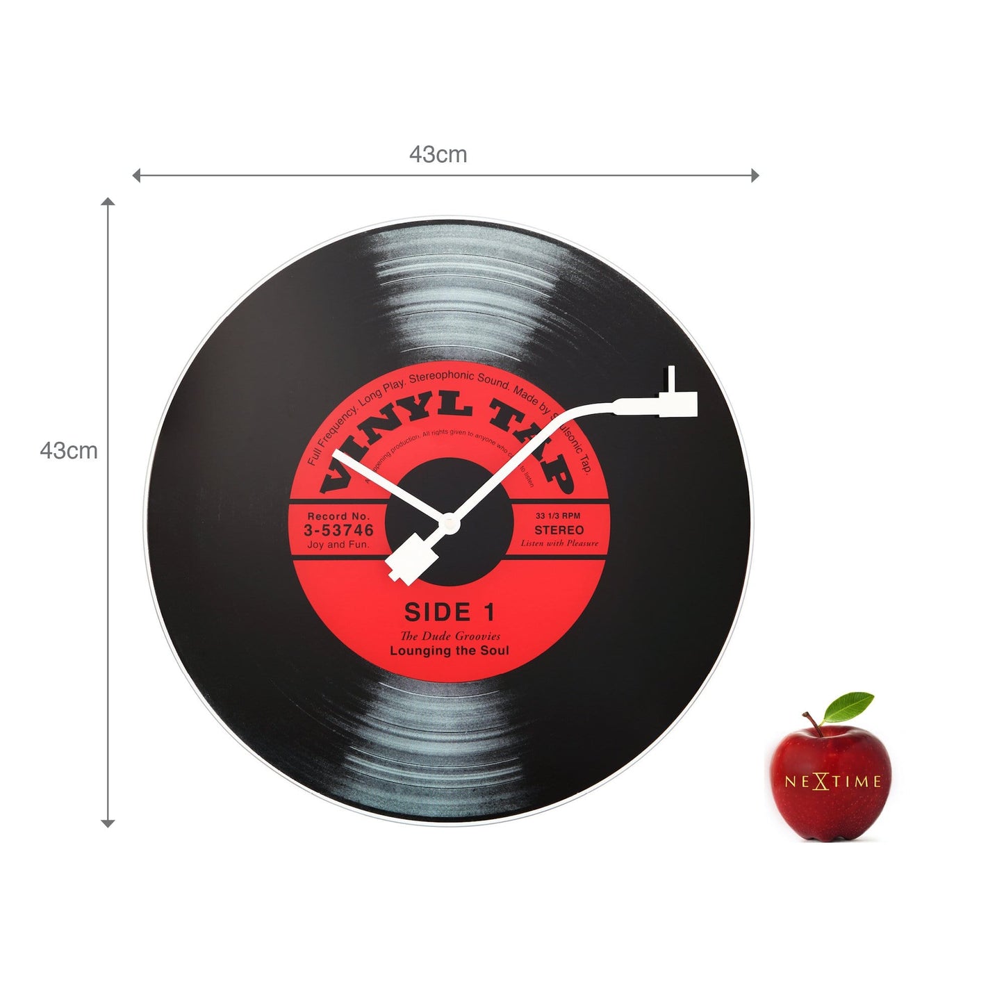 NeXtime Vinyl Tap - Retro Wandklok met LP Design - 43 cm Glas