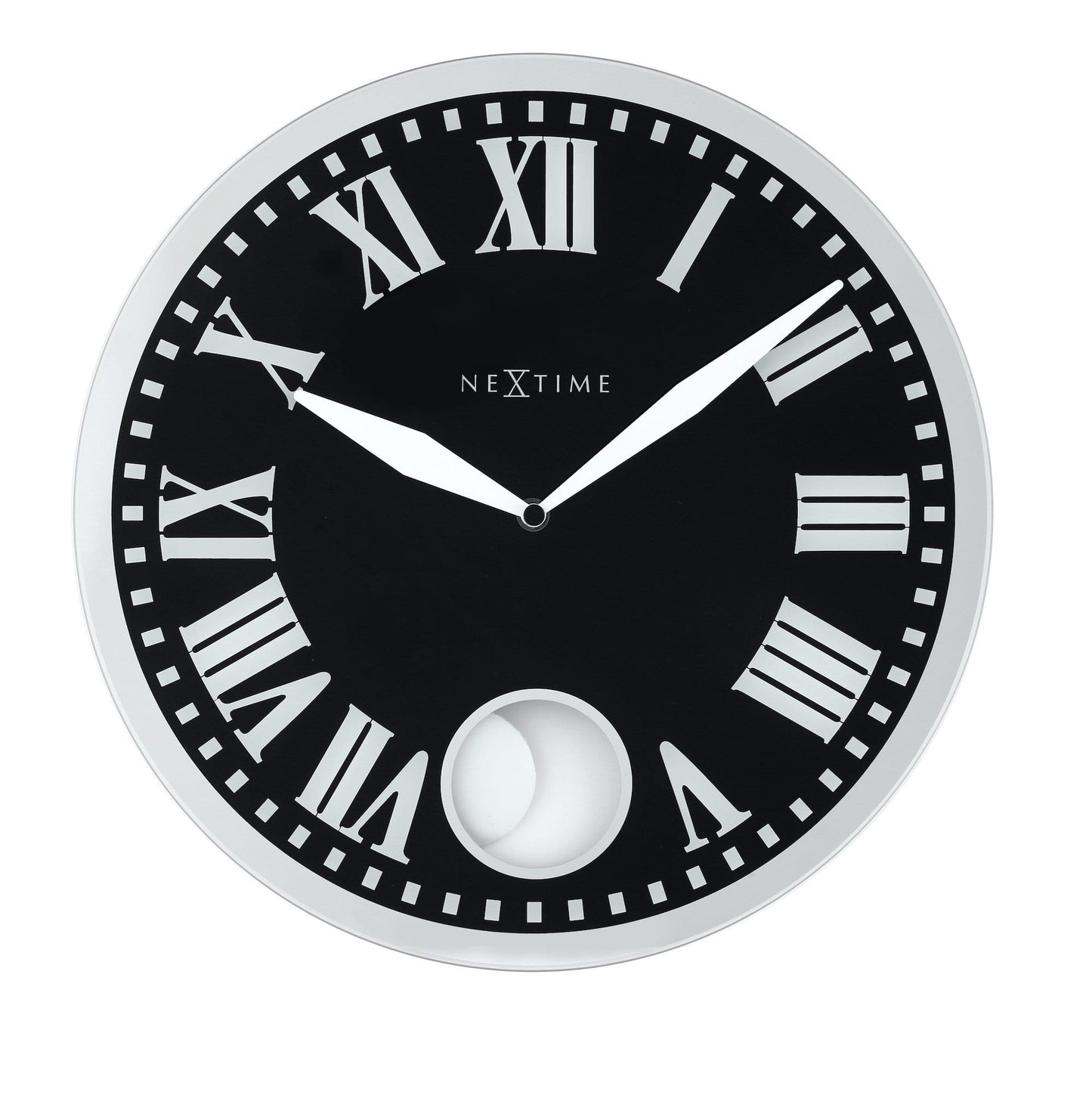 NeXtime Romana - Elegante wandklok met pendel - Glas & Metaal