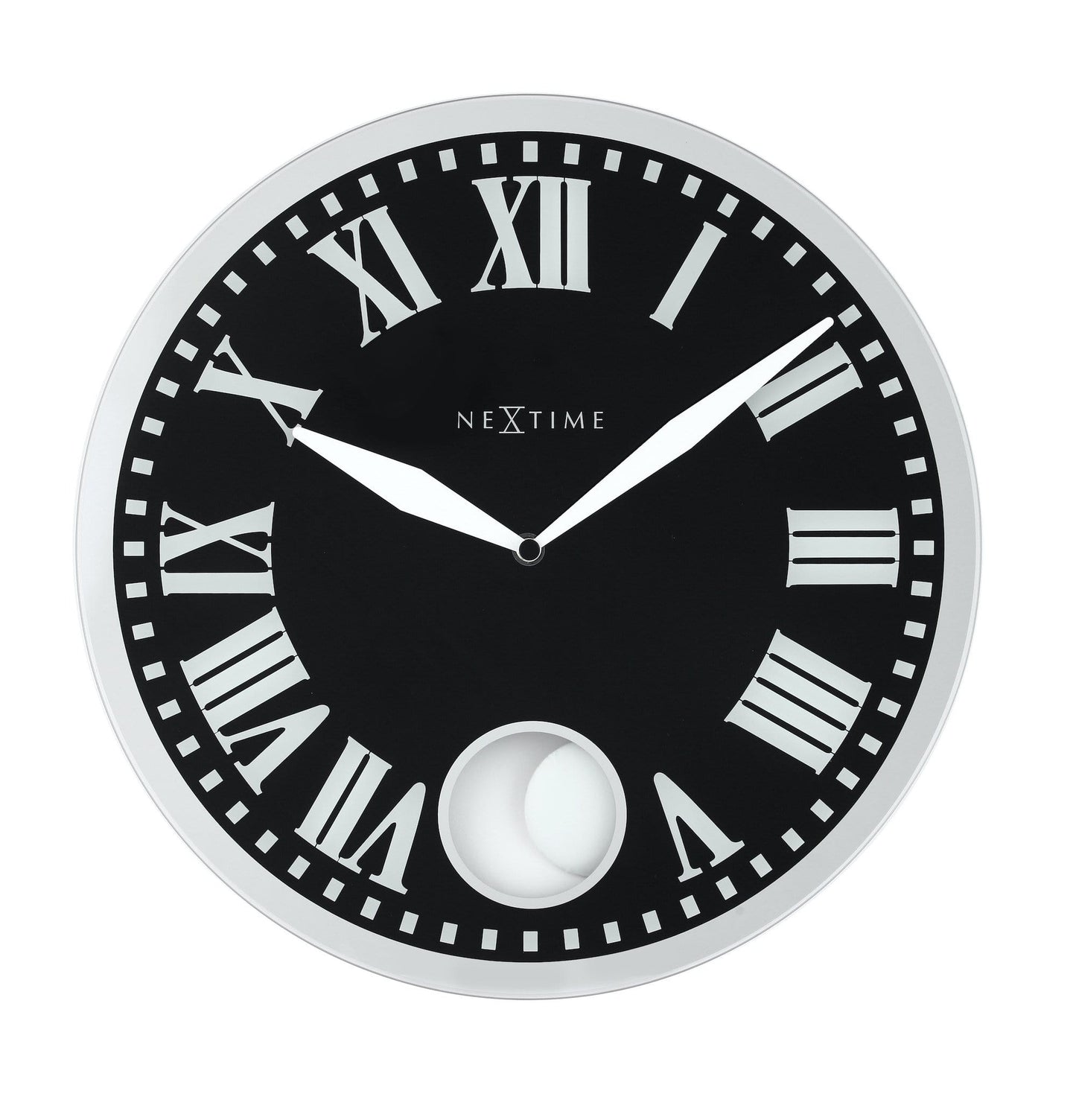 NeXtime Romana - Elegante wandklok met pendel - Glas & Metaal