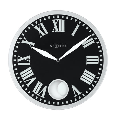 NeXtime Romana - Elegante wandklok met pendel - Glas & Metaal