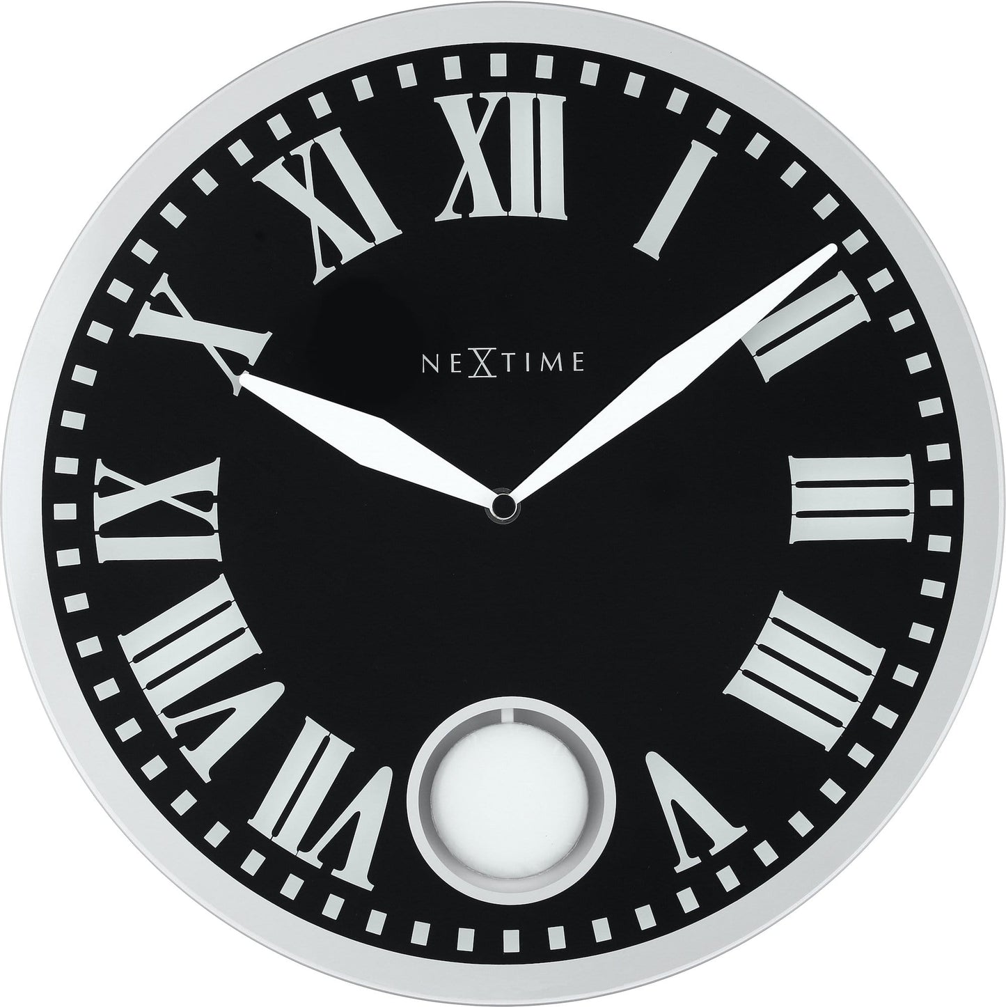 NeXtime Romana - Elegante wandklok met pendel - Glas & Metaal