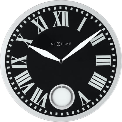NeXtime Romana - Elegante wandklok met pendel - Glas & Metaal
