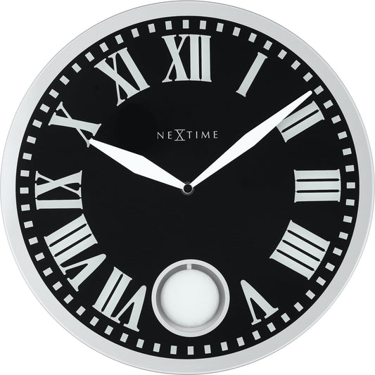 Comnox - NeXtime Romana - Elegante wandklok met pendel - Glas & Metaal