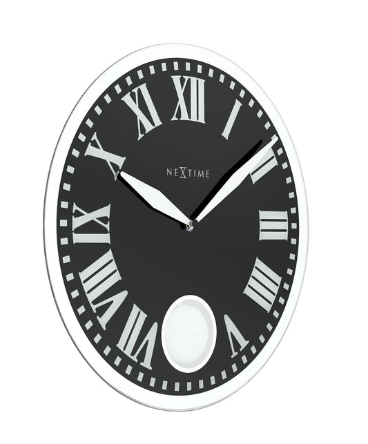 Comnox - NeXtime Romana - Elegante wandklok met pendel - Glas & Metaal