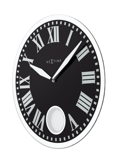 NeXtime Romana - Elegante wandklok met pendel - Glas & Metaal