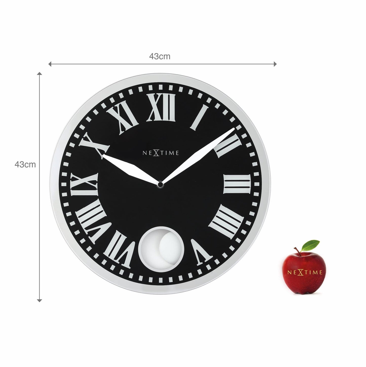 NeXtime Romana - Elegante wandklok met pendel - Glas & Metaal